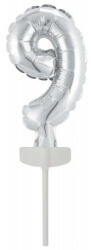 Amscan Silver, Ezüst 9-es szám fólia lufi tortára 13 cm (DPA9912693)