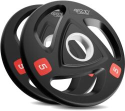 4FIZJO Súlyzótárcsa gumírozott fém 5 KG fekete|vörös Súlytárcsa