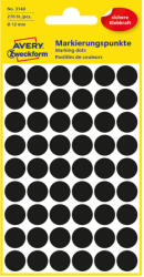 Avery Etikett címke, o12mm, jelölésre, 54 címke/ív, 5 ív/doboz, Avery fekete (3140) - iroda-ellatas