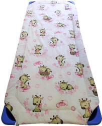  Töltött gumifüles ovis lepedő - derékalj rózsaszín zsiráf bébi mintás 55x130cm / 58x133cm ágyra