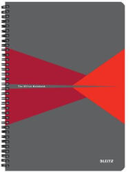 Leitz Spirálfüzet, A4, vonalas, 90 lap, PP borító, LEITZ "Office", szürke-piros