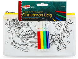  Színezhető tolltartó filctollal - Karácsonyi minta - Mikulás szánnal