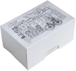 Szidibox Karton Süteményes doboz, tortadoboz, párizsi utcakép, ételcsomagolás 16, 5x11x8cm P9417 (SZID-01275)
