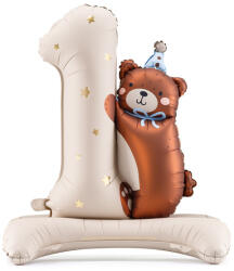  Foil Balloon Number '1' with Bear, 81 x 72 cm (FB235)