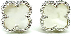 LÓHERE NAGY LÓHERE ezüst bedugós fülbevaló - gyöngyház díszítéssel (12 mm) (2025040101)