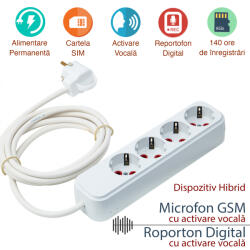 Mini Tehnics Prelungitor Hirid Spy cu Reportofon (Activare Vocala) + Microfon GSM (Activare Vocala) , Model Profesional, 140 Ore Stocare (MSROPTHACCOMB139)