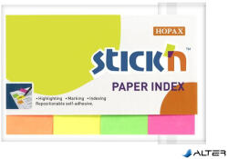STICK N Jelölőcímke, papír, 4x50 lap, 50x20 mm, STICK N, neon színek (21205) - alter
