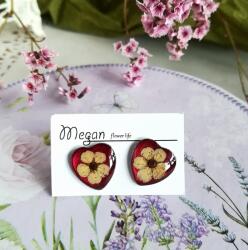 Meganflo Обеци сърца с бяла върбинка на червен фон