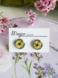Meganflo Мини обеци бяла върбинка на тюркоазен фон