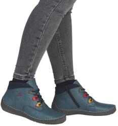 Rieker Botine dama din piele naturala, Rieker, 52544-14, albastru