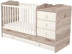 Hubners Patut copii transformabil din lemn cu 4 sertare Hubners Sofia Kombi 120x60 cm crem nisip - bekid