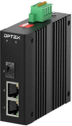 DPTEK Индустриален оптичен конвертор 2x10-100-1000Base-T RJ45 + 1x100-1000Base-X SFP, Din-rail, DPTEK (DK-MC10G-2T1S-E)