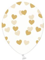 PartyDeco Balon - Transparent cu inimioare aurii 6 buc