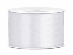 PartyDeco Panglică din satin - albă 38mm/25m