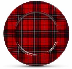 Family Karácsonyi tálca - fém - kockás - 33 cm Family 58555B (58555B)