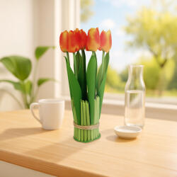  Műnövény dekoráció - tulipán - narancssárga - 26 x 6, 5 cm 11897D (11897D)