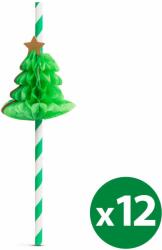Family Papír szívószál - 3D fenyőfa - 197 x 6 mm - 12 db / csomag Family 57603C (57603C)