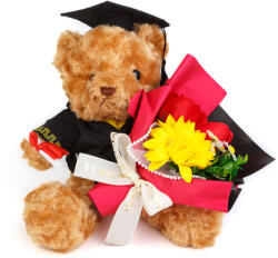  Műnövény dekoráció - maci, virággal - 28 x 17 x 17 cm 11977 (11977)