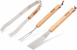 BBQ Grillező eszköz szett - 3 db-os - fa nyéllel BBQ 56304 (56304)