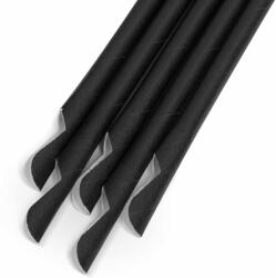 Family Papír szívószál - fekete, kanállal - 200 x 8 mm - 150 db / csomag Family 57604A (57604A)