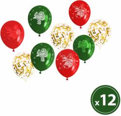 Family Collection Lufi szett - piros, zöld, arany, karácsonyi motívumokkal - 12 db / csomag Family 58754 (58754) - tutiar