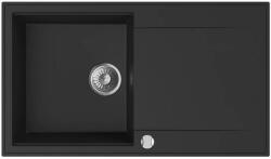 MOFÉM Zenit 86 1b1d 1 Csepptálcás Gránit Mosogatótálca 860*500; 215mm Mély Csapt. Furat Nélkül; Ráépíthető; Metál Fekete (760012803n3)