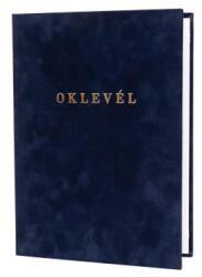  Oklevéltartó, A4, exkluzív, plüss, aranyozva, kék (ISKE176) - officesprint