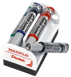 Pentel Táblamarker készlet, 6 mm, kúpos hegy, PENTEL "Maxiflo", 4 különböző szín (PENMWL5M4N) - officesprint