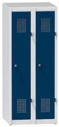Polak Fém szekrény, 2 ajtós, lábazaton, 500 x 500 x 1200 mm, szürke-sötétkék