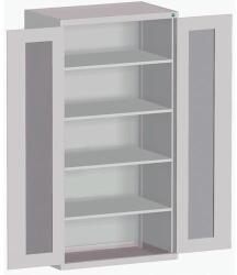 bott Műhelyszekrény átlátszó ajtókkal Bott Cubio, 200 x 105 x 65 cm, 4 polcos, szürke-szürke