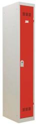 Vinco hegesztett öltözőszekrény, 1 rekeszes, 300 mm, hengerzárral, szürke/piros