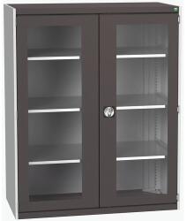 bott Műhelyszekrény átlátszó ajtókkal Bott Cubio, 160 x 130 x 65 cm, 3 polccal, szürke-antracit