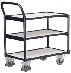 Variofit Antisztatikus polcos kocsi fogantyúval, 250 kg-ig, 3 polc, 101 x 112, 5 x 62, 5 cm