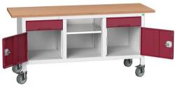 bott Mobil műhelyasztal Bott Verso Storage, 175 x 60 x 83 cm, multiplex, 2 fiók, 1 polc, 2 szekrény, szürke-piros