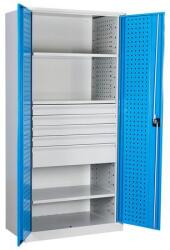 Kovona Fém műhelyszekrény, 195 x 95 x 50 cm, 2 polc, 5 fiók