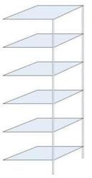 Schulte Design Ogmios fém polcállvány, hozzáépíthető, 250 x 75 x 60 cm, 1700 kg, 6 polc, 250 kg/polc, horganyzott