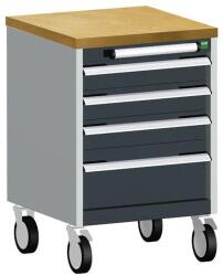 bott Cubio mobil fiókos szekrény, 79 x 52, 5 x 52, 5 cm, 4 fiókos, multiplex, szürke-antracit