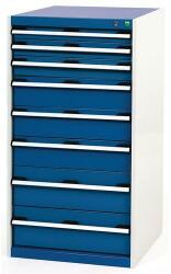 bott Műhely fiókos szekrény Bott Cubio, 120 x 65 x 65 cm, 8 fiókos, szürke-kék