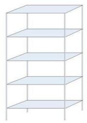 Schulte Design Ogmios fém polcállvány, alapkivitel, 200 x 100 x 40 cm, 1300 kg, 5 polc, 250 kg/polc, horganyzott