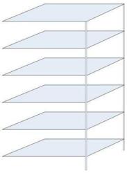 Schulte Design Taranis fém polcállvány, hozzáépíthető, 250 x 130 x 80 cm, 660 kg, 6 polccal, ezüst