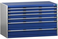 bott Műhely fiókos szekrény Bott Cubio 200, 80 x 130 x 75 cm, 6 fiókos, szürke-kék