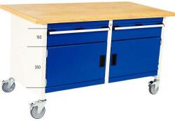 bott Mobil műhelyasztal Bott Cubio Tároló, 84 x 150 x 75 cm, 2 fiók, 2 szekrény, multiplex, szürke-kék