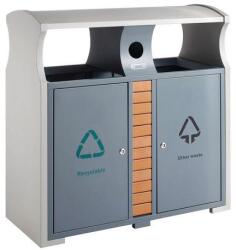 VEPA BINS Kültéri szelektív hulladékgyűjtő elemgyűjtővel, 2x39 l, szürke