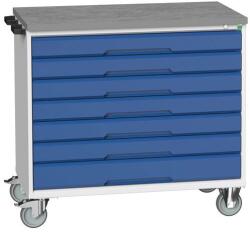 bott Verso mobil íróasztal fiókokkal, 98 x 105 x 60 cm, 7 fiókos, linóleum, szürke-kék