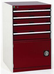 bott Műhely fiókos szekrény Bott Cubio, 100 x 65 x 75 cm, 4 fiók, 1 szekrény, szürke-piros
