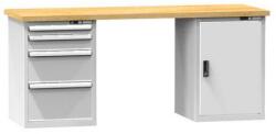 POLAK Műhelyasztal KOMBI MM4825, 2500 x 800 x 880 mm, MULTIPLEX, szürkésszürke