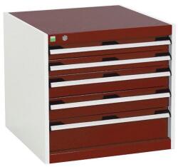 bott Műhely fiókos szekrény Bott Cubio, 60 x 65 x 52, 5 cm, 5 fiókos, szürke-piros