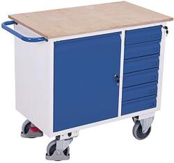 Cordes Műhelykocsi szekrénnyel és 6 fiókkal, 111 x 60 x 96 cm, kék