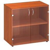 Alfa Office Alfa 500 alacsony, széles szekrény, 74, 2 x 80 x 45, 8 cm, Üvegajtóval, cseresznye mintázat