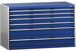 bott Műhely fiókos szekrény Bott Cubio 200, 80 x 130 x 65 cm, 6 fiókos, szürke-kék